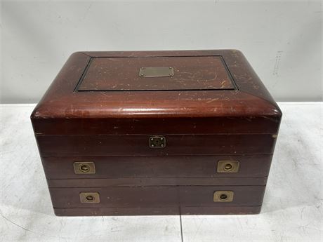VINTAGE MAHOGANY CUTLERY CHEST (19” wide)