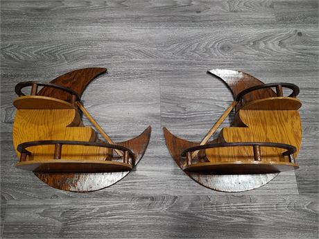 PAIR OF VINTAGE MOON WELL SHELVES