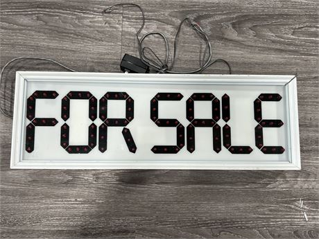LIGHT UP FOR SALE SIGN - (24”x8”)