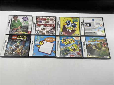 8 NINTENDO DS GAMES (3 ARE SEALED)