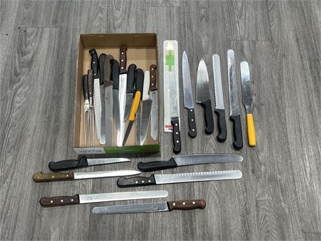 LOT OF HIGH END CHEF KNIVES & ECT - VICTORINOX & OTHERS