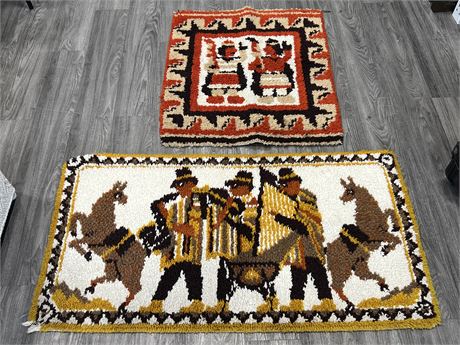2 PERUVIAN RUGS / TAPESTRIES (Largest is 54”x28”)
