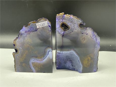 PAIR OF AGATE BOOKENDS - 5.5”
