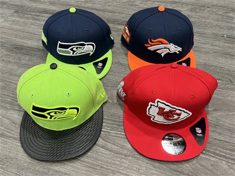 4 NEW NFL SNAP BACK HATS