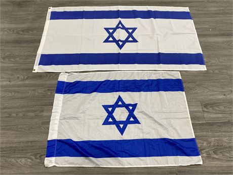 2 ISRAEL FLAGS (60”X35” & 41”X42”)