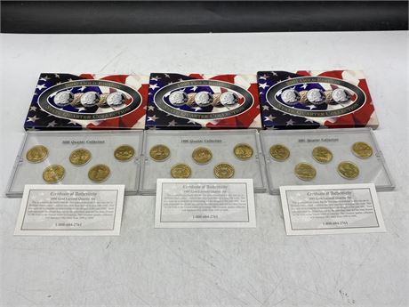 3 GOLD EDITION STATE UNCIRCULATED QUARTER SETS