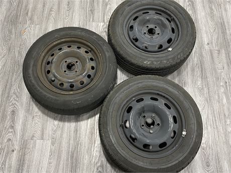 3 TIRES & WHEELS (Size in pics)