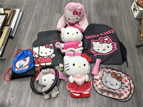 LARGE HELLO KITTY LOT - LARGE PLUSHES , CAR ACCESSORIES + OTHERS