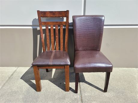 2 BROWN LEATHER DINING CHAIR