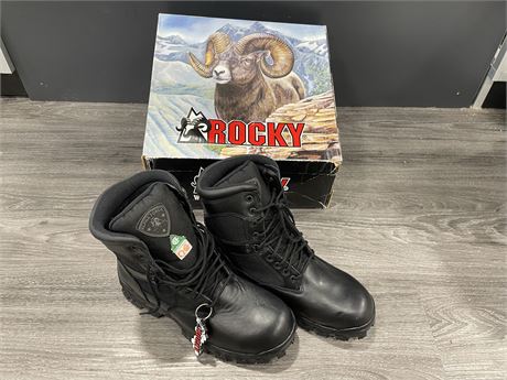 NEW MENS ROCKY STEEL TOE BOOTS (SIZE 11 - MADE IN THE USA)