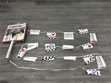 VINTAGE 1990s MOLSON INDY ADVERTISING (SIGN IS 19”X39”)