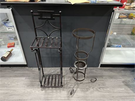 2 WROUGHT IRON PLANT STANDS - 39” & 33” TALL