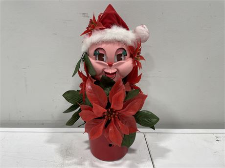 TELCO REDD CHRISTMAS TALKING MUSICAL POINSETTIA - WORKS, MOVING EYES / MOUTH 12”