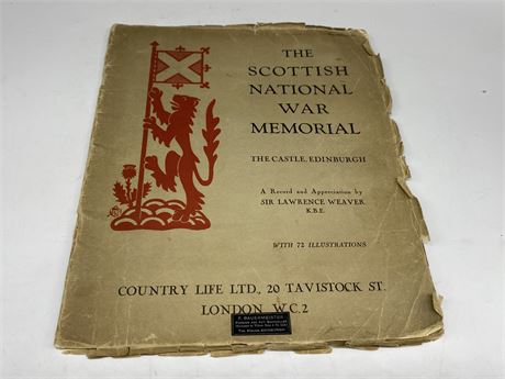 1929 SCOTTISH WAR MEMORIAL BOOK
