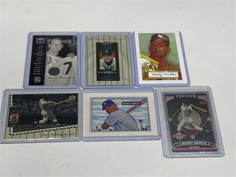 6 MICKEY MANTLE INSERTS / REPRINT CARDS