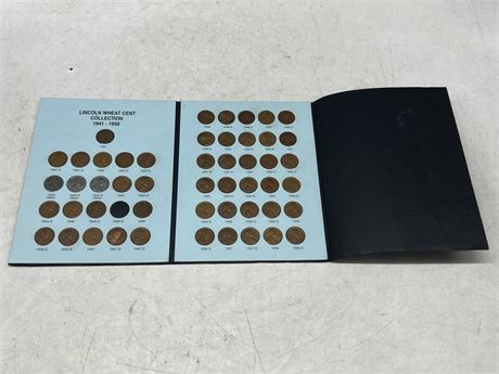 US LINCOLN WHEAT-EAR CENT COLLECTION 1941-1958 (1 missing)