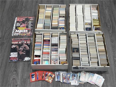 4 FLATS OF MLB CARDS - MANY ROOKIES / STARS - & 2 MJ MAGS