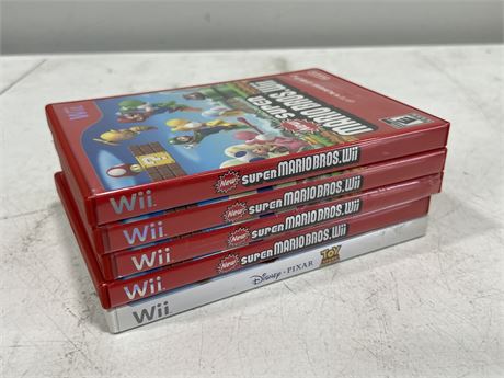 5 NINTENDO WII GAMES (4 Super Mario Bros)