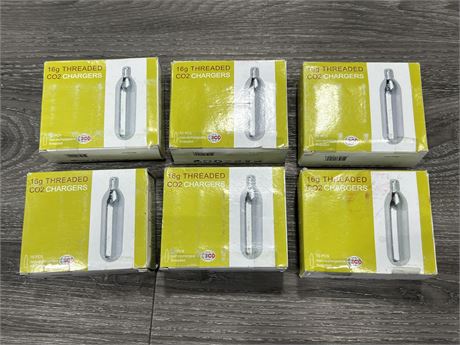 6 BOXES OF 16G THREADED CO2 CHARGERS