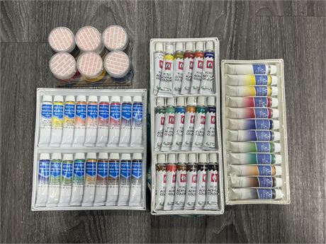 LOT OF NEW ACRYLIC + WATERCOLOR ARTIST PAINTS
