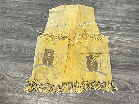 BEAUTIFUL HAND PAINTED VEST ON SUEDE