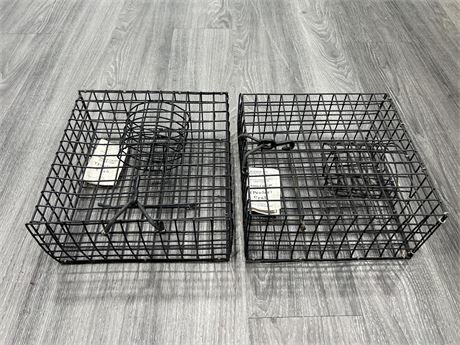 2 VINTAGE NEW OLD STOCK CRAB TRAPS - 11”x11”x5”