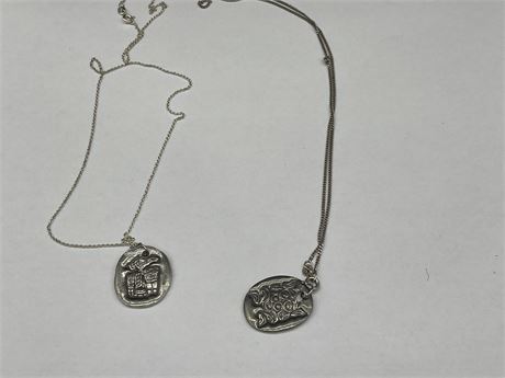 2 SILVER FIRST NATION PENDANTS & NECKLACE