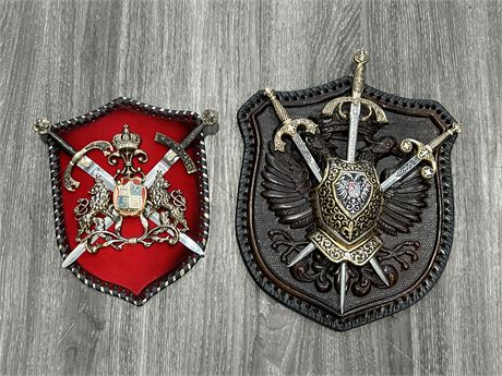 2 DECORATIVE COAT OF ARMS (Largest is 10”x14”)