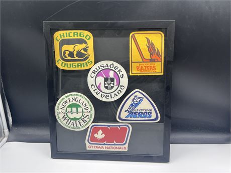 FRAMED VINTAGE WHA PATCHES - 15”x17