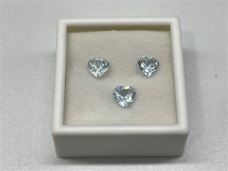 GENUINE BLUE TOPAZ HEARTS 3.00CT TOTAL WEIGHT