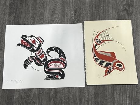 2 SIGNED/NUMBERED INDIGENOUS ART PRINTS - ARTISTS IN PHOTOS