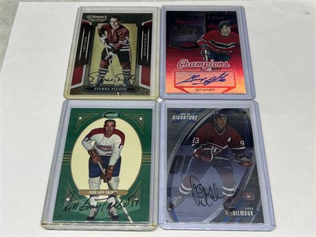 4 MONTREAL CANADIENS LEGENDS AUTO CARDS