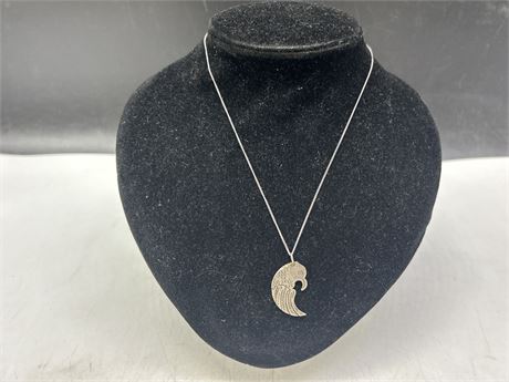 MARKED 925 STERLING SILVER NECKLACE & EAGLE PENDANT