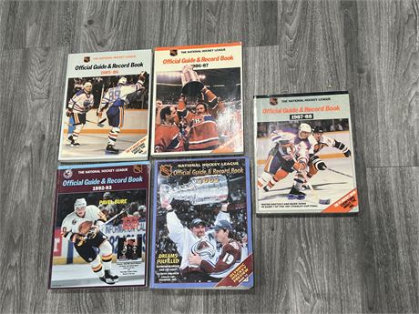 5 NHL OFFICIAL GUIDE & RECORD BOOKS - 1985-2002