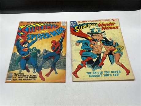 2 VINTAGE SUPERMAN LARGE COMICS