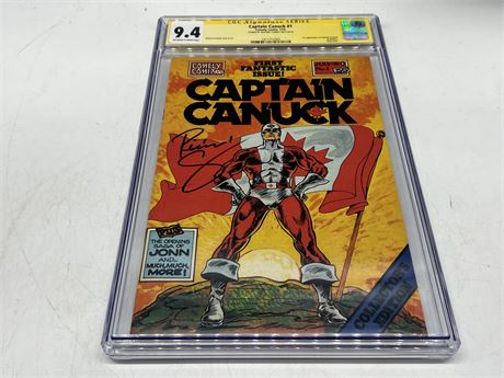 CGC GRADE 9.4 CAPTAIN CANUCK #1 SIGNED BY RICHARD COMELY