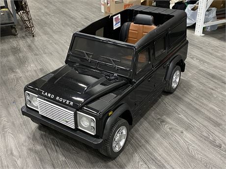 12 VOLT LAND ROVER W/SOFT TIRES - LIKE NEW, NO REMOTE (50”X23”X18”)