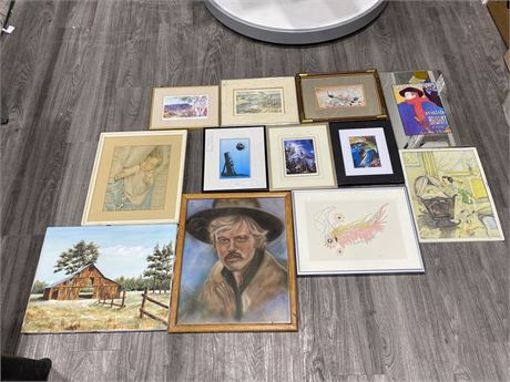 LOT OF VINTAGE SIGNED PRINTS AND PAINTINGS