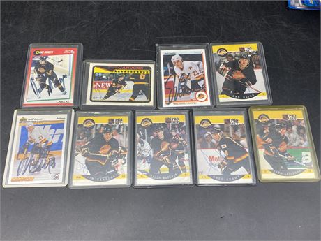 9 AUTOGRAPHED CANUCKS CARDS