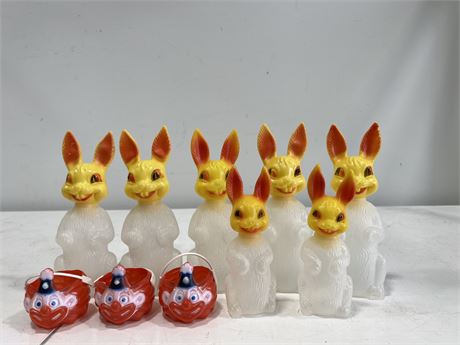 LARGE LOT OF 1960’s EASTER DECORATIONS - LARGER PIECES ARE 9”