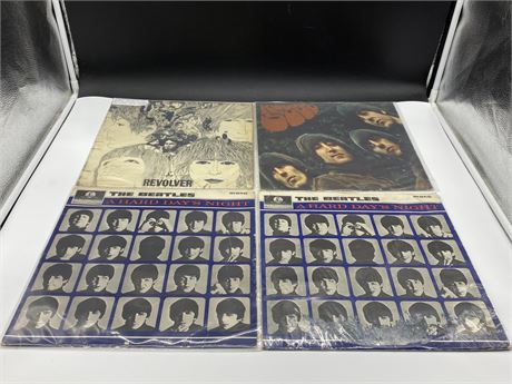 4 RARE UK PRESSING BEATLES IN MONO - FAIR (F) - (scratched)