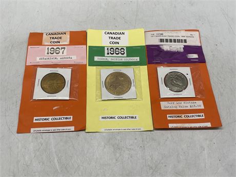 3 CANADIAN TRADE COINS 1967-1968 & 1971