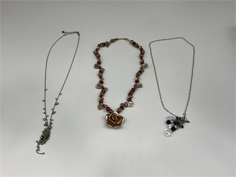 3 NECKLACES - 2 STERLING 925