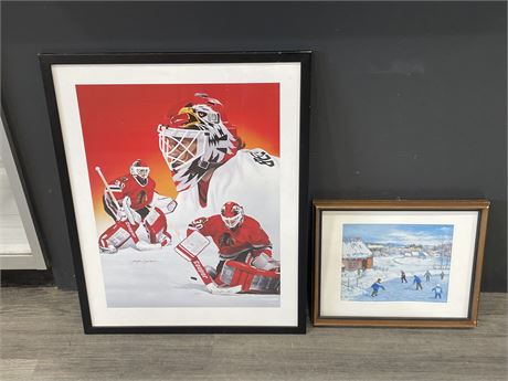 2 FRAMED HOCKEY PICTURES LARGEST 21”x26”