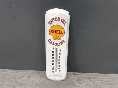 SHELL MOTOR OIL THERMOMETER - 17”x6”