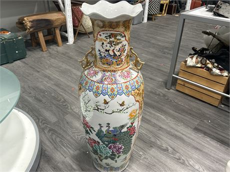 LARGE VINTAGE HAND PAINTED CHINESE  - 37” TALL