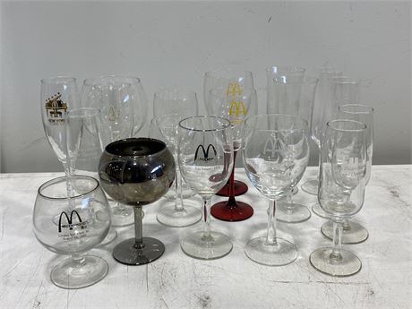 LOT OF 18 VINTAGE MCDONALD’S WINE GLASSES