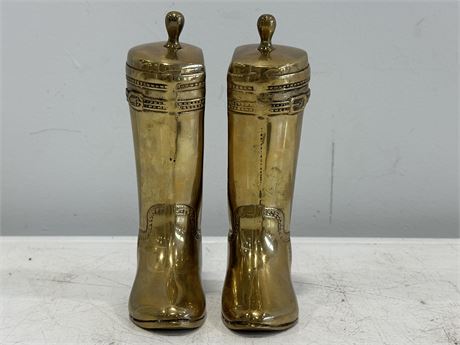 PAIR OF BRASS RIDING BOOT BOOKENDS (7.5”)
