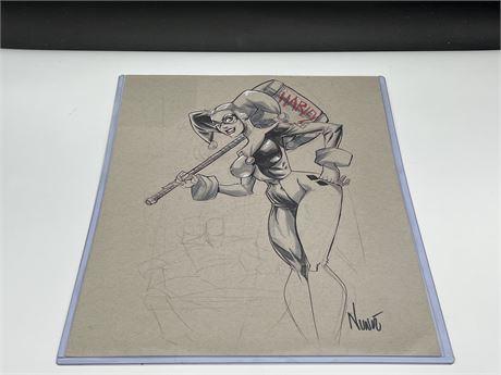 HARLEY QUINN ORIGINAL ART SKETCH BY EDDIE NUMEZ - 14”x11”
