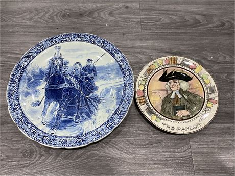 LARGE BELGIUM BLUE/WHITE SIGNED CHARGER (15.5”)& ROYAL DOULTON WALL MOUNT PLATE